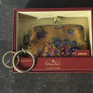 Patricia Nash Brown Floral Frame Pouch